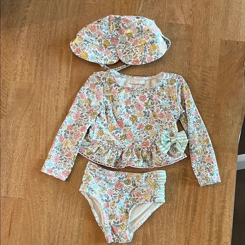 Tommy Bahama Pink and Gold Floral Swimwear